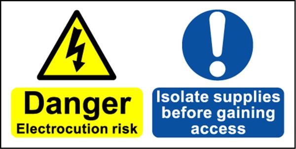 Electrical Hazard Warning Label - Isolate Supplies