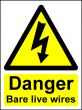  Hazard Warning Sign 400x300mm Danger Bare live wires (rigid) 