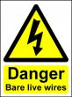  Hazard Warning Sign 400x300mm Danger Bare live wires (s/a) 