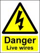  Hazard Warning Sign 200x150mm Danger live wires (rigid) 