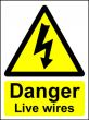  Hazard Warning Sign 200x150mm Danger live wires (s/a) 
