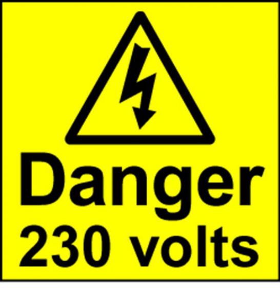 Electrical Safety Labels - 230 Volts