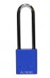 Aluminium bodied safety padlock with steel shackle-blue-Keyed to Differ-long