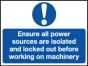 'Ensure All Power Sources Are Isolated...' - Safety Lockout Labels 55 x 75mm