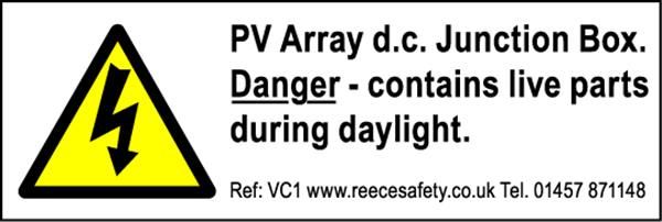  Individual Photovoltaic 'PV' Labels 