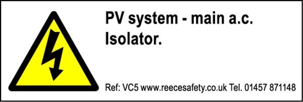  Individual Photovoltaic 'PV' Labels 