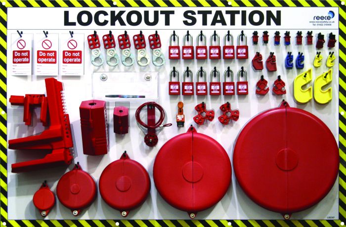 Equipment Lockout Station with contents