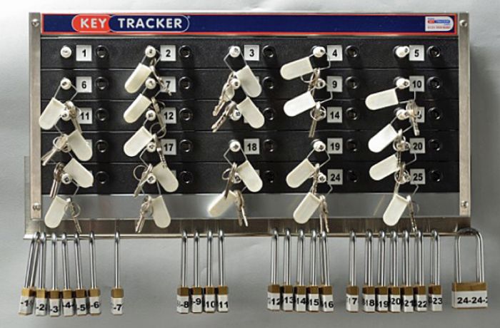 Key tracker Padtrak bar for locking safety padlocks onto