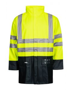 High Viz Arc Flash Yellow and Navy Waterproof Jacket 21.1cal/cm2