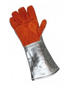 EDC 5 finger HTR Leather gloves with aluminised back 40cm long (pr)