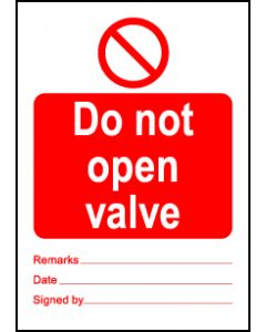  Size A6 Do not open valve 