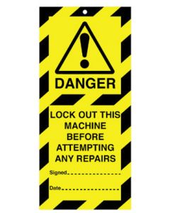 Lockout Safety Tags Pk10 160x75mm Lock Out This Machine