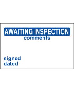  Elec Inspec Labels 40x75mm S/A vinyl Roll 250 Awaiting Insp 