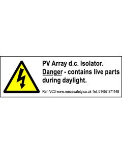  Pack of 250 Photovoltaic 'PV' Labels 