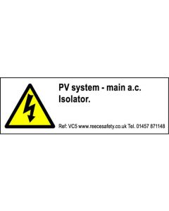  Individual Photovoltaic 'PV' Labels 
