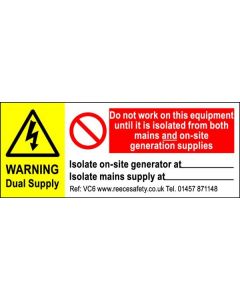Photovoltaic 'PV' Labels Warning Dual Supply