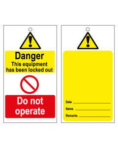 TLOT1 Disposable Lockout Tags - Yellow Caution Blank Reverse