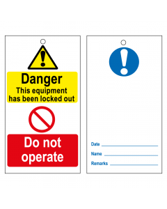 RLOT3 Disposable Lockout Tags - Reverse blue WARNING symbol