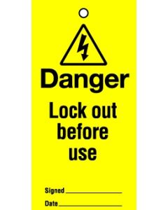 Lockout Tags Danger Lock out before use. Pack of 10 