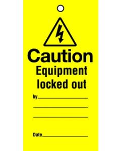 Lockout tags Caution Equipment locked out. Pack of 10 