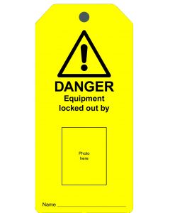 Photo ID Lockout Tag - 'Danger Equipment Locked Out By' - 10 Pack