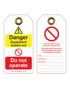 RLTT62 Danger - Eqp locked out - Do not operate Tuff Tags