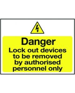 Lockout Sign 450x600mm Lockout devices to be