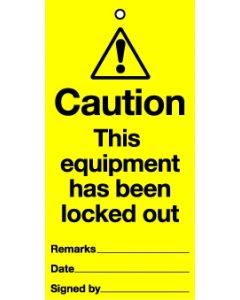 Lockout Tags Caution This equipment has been locked out...Pack of 10