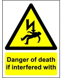 Danger of Death if Interfered With Vinyl (300mm x 450mm)