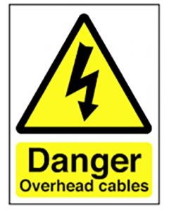 Hazard Warning Sign 800x600mm Danger Overhead cables (3mm