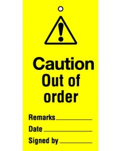 Lockout Tags Caution Out of Order. Pack of 10 