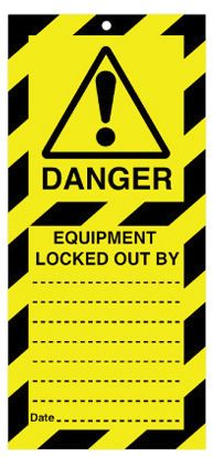 Lockout Safety Tags Pk 10 160x75mm Equipment Locked Out