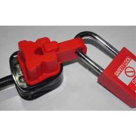 with Red Safety Padlock and Tag SAFBY Plug Lockout for 110 Volt Plugs Standard 