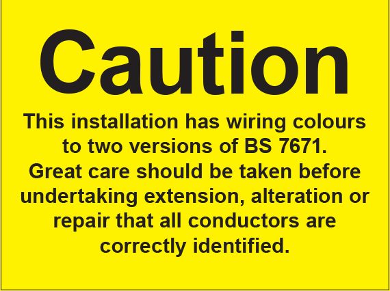 BS7671:2001 Sign (single) 150x200mm s/a