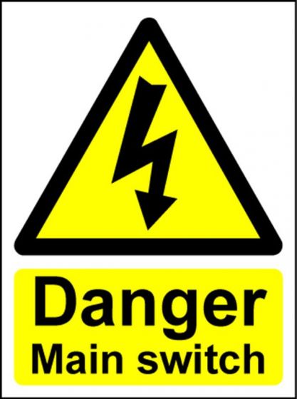 Electrical Hazard Warning Signs - Main Switch