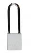 Aluminium bodied safety padlock with steel shackle-silver-Keyed to Differ-long