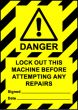  Size A7 Danger Lockout this machine before attempting... 