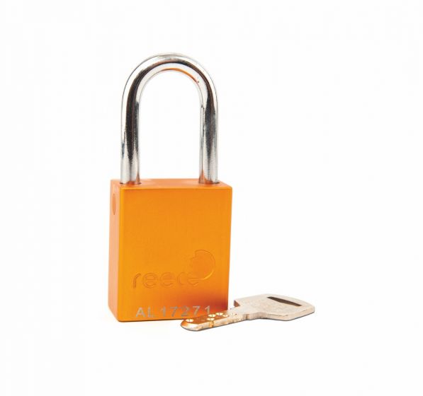 Aluminium bodied safety padlock with steel shackle-yellow-Keyed to Differ