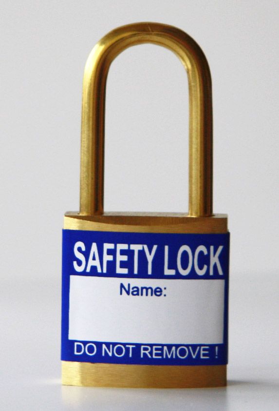 Padlock labels self adhesive. Pack of 10 blue | Reece Safety