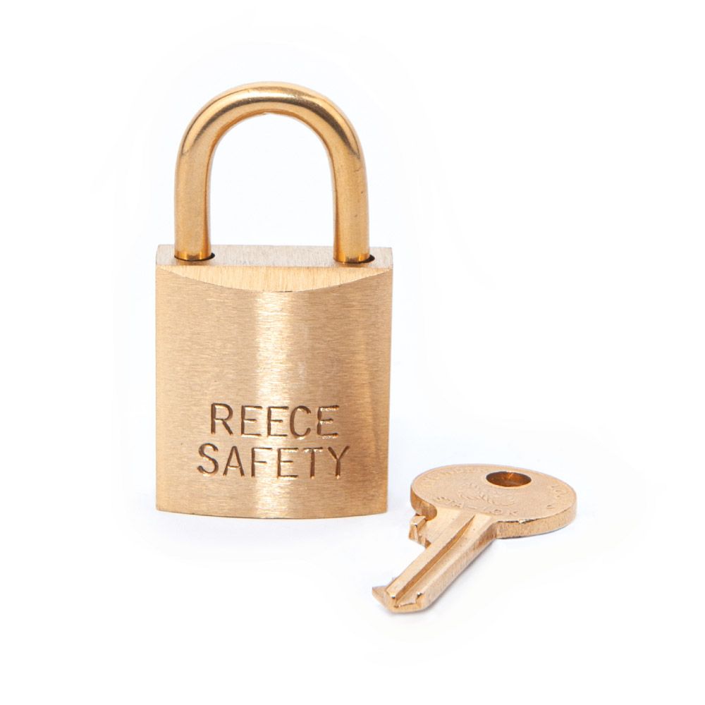 SMALL BRASS PADLOCK KEYED TO DIFFER BRASS SHACKLE Reece Safety