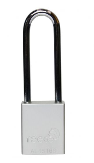 Aluminium bodied safety padlock with steel shackle-silver-Keyed Alike-long